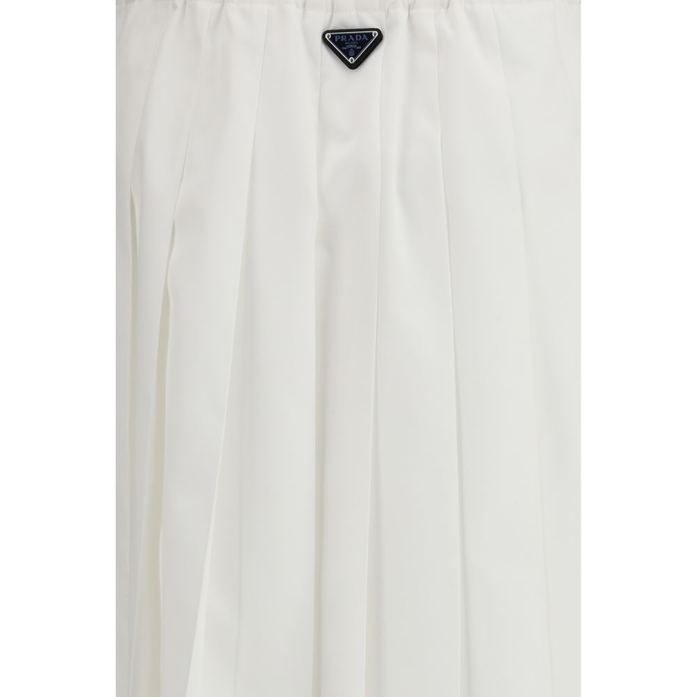 Prada White Cotton Long Skirt