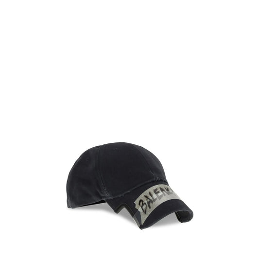Balenciaga Black Cotton Cap (Baseball Hat)