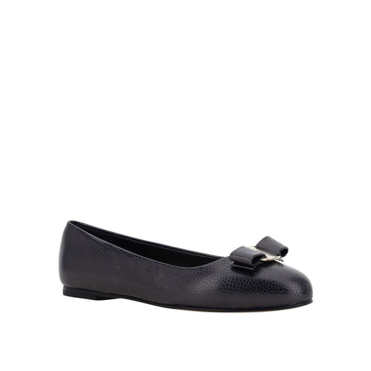 Salvatore Ferragamo Black Calfskin Ballet Flats