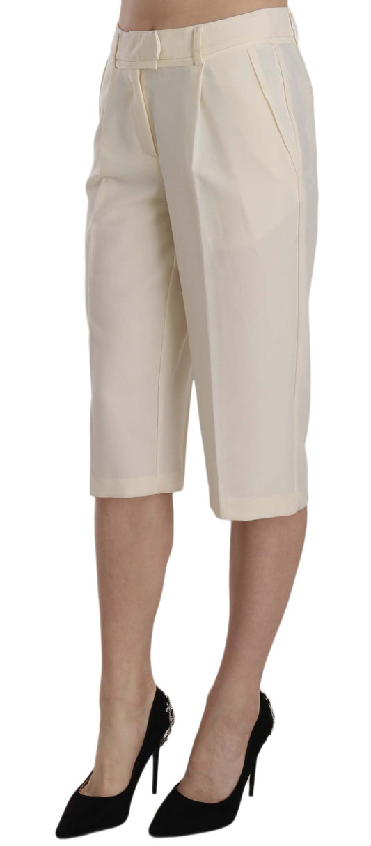 Pantalon court droit élégant Silvian Heach couleur crème