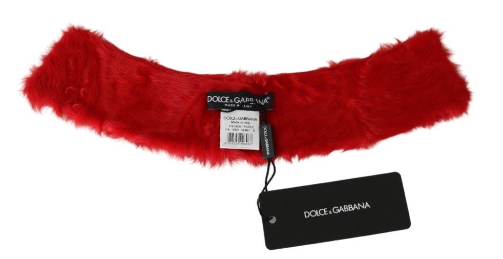 Écharpe élégante en cuir d'agneau rouge Dolce & Gabbana