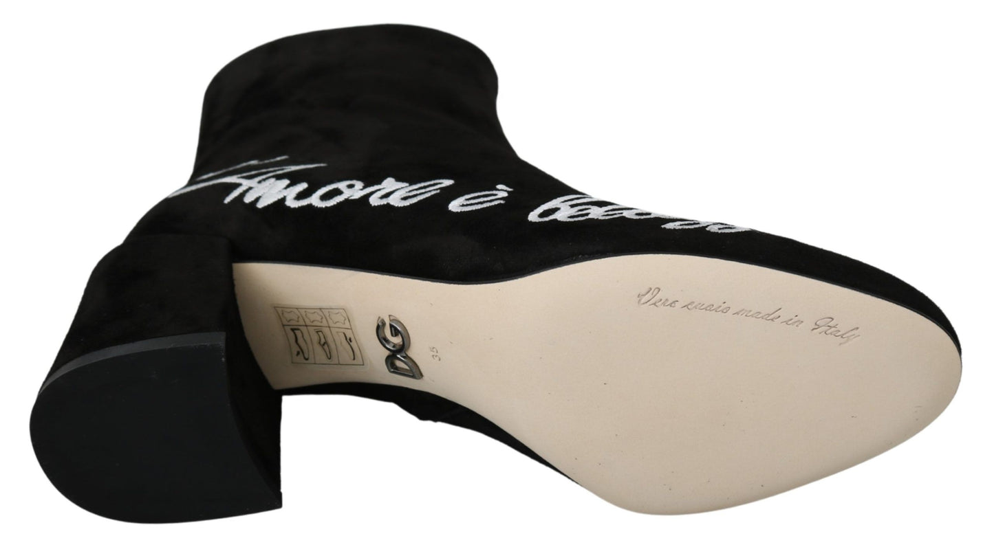 Dolce & Gabbana Botines Ante Negro L Amore E Bellezza