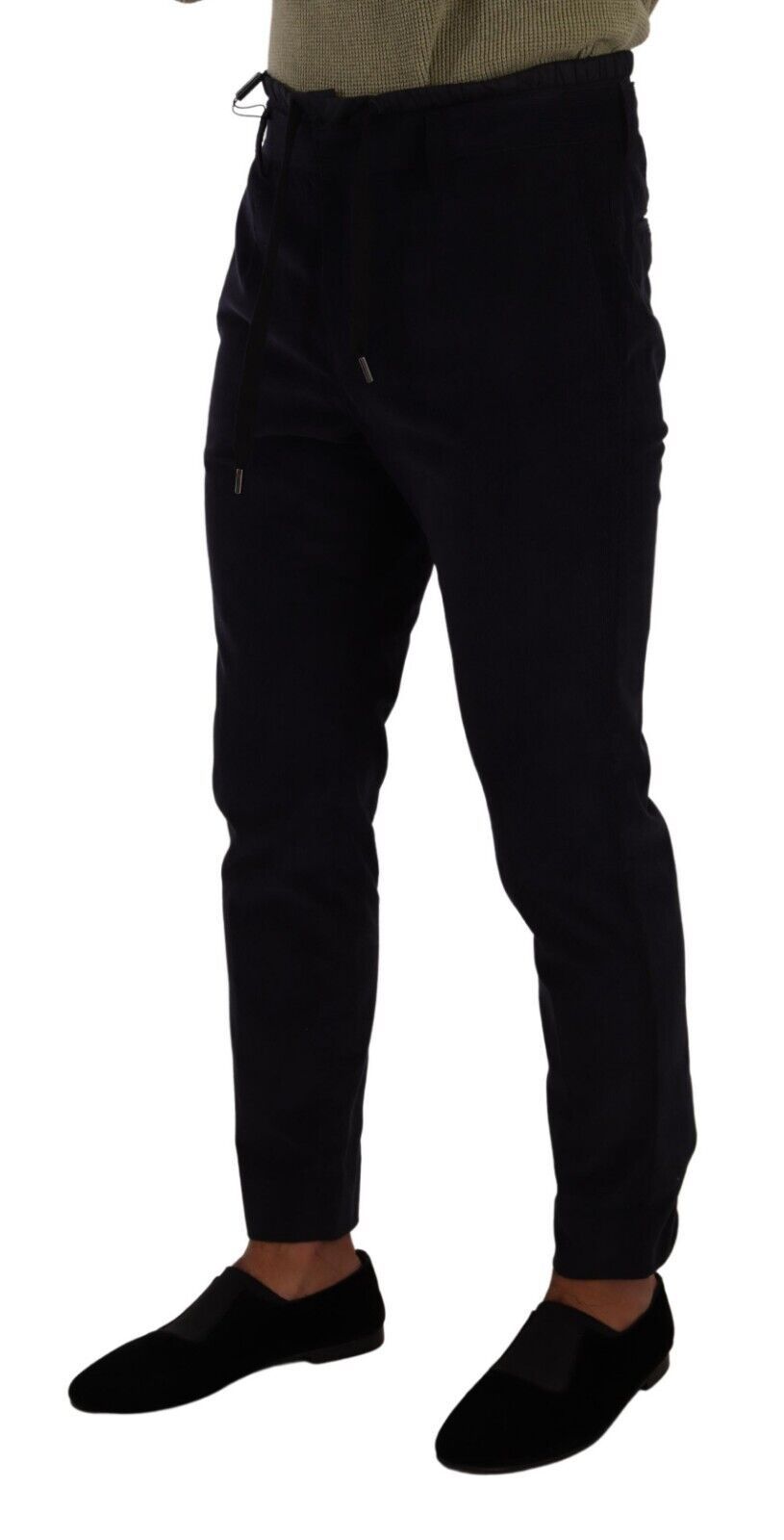 Pantalon slim en velours côtelé de luxe Dolce & Gabbana bleu foncé