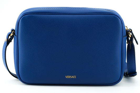 Estuche para cámara Versace elegante de piel de becerro azul de lujo