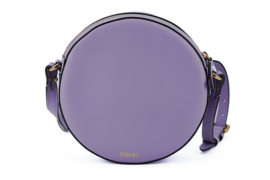Bolso Versace Disco de piel morada con correa para el hombro Sensation