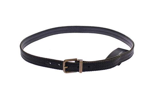 Ceinture élégante Dolce & Gabbana pour homme en cuir et coton mélangés bleus