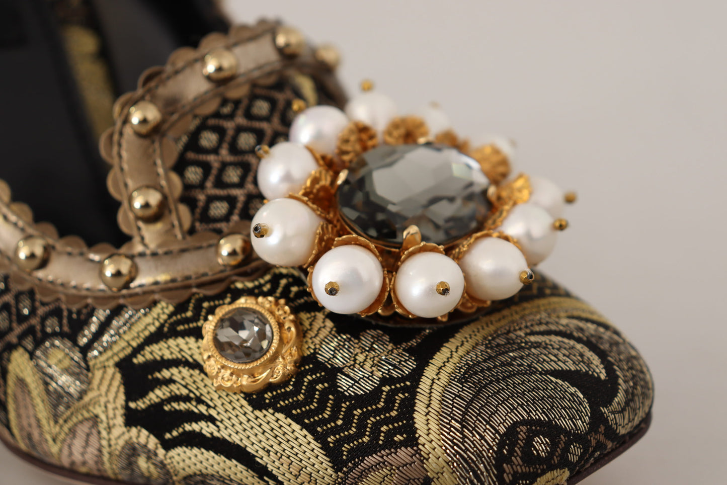 Escarpins élégants en brocart jacquard doré Dolce & Gabbana