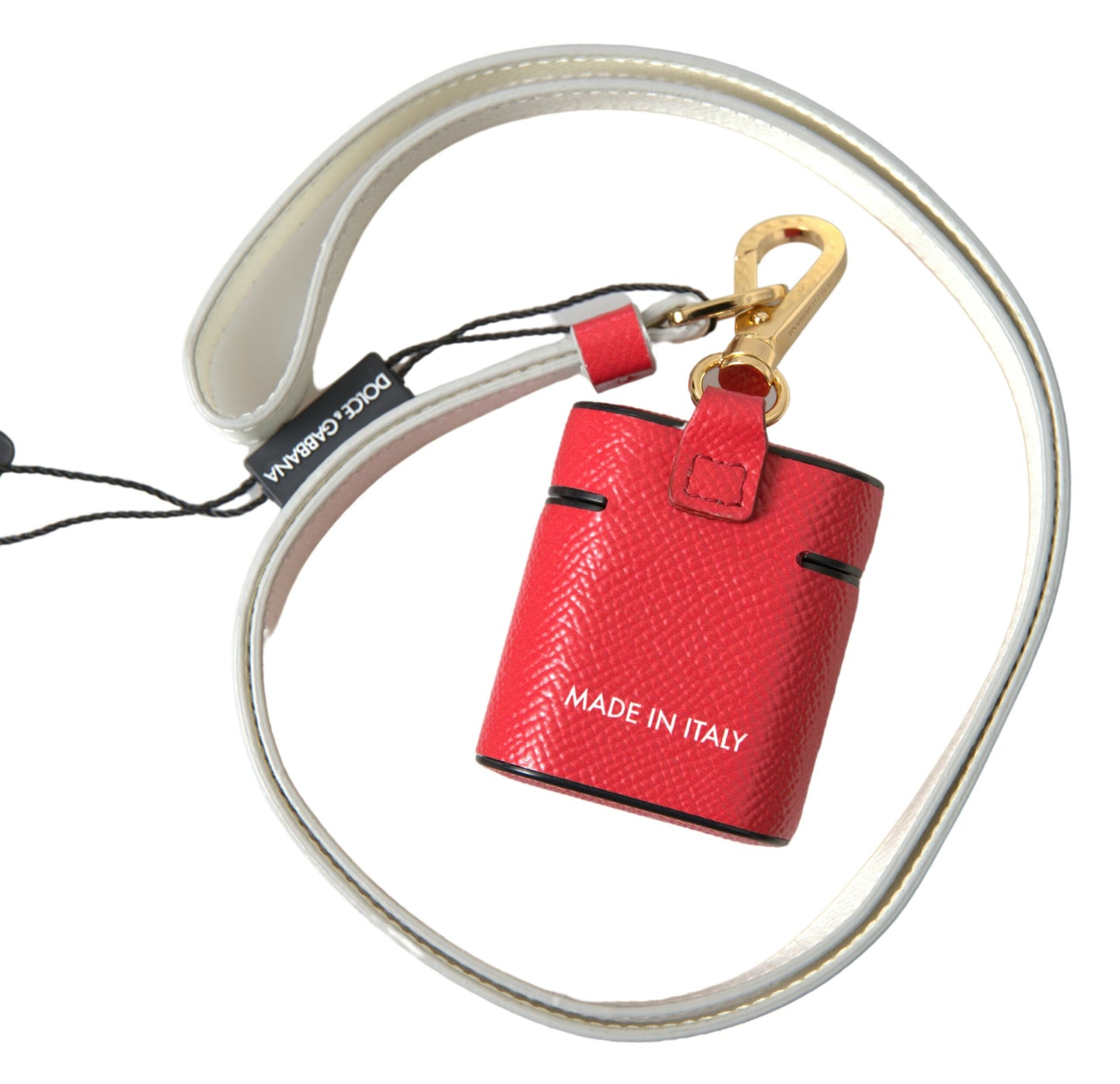 Estuche de cuero rojo para AirPods de Dolce Gabbana. Viste tu tecnología.