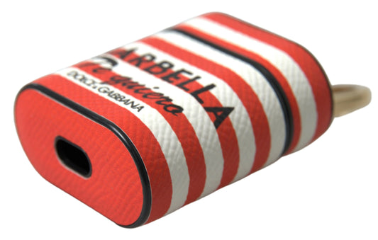 Étui pour Airpods en cuir à rayures orange Dolce & Gabbana Chic