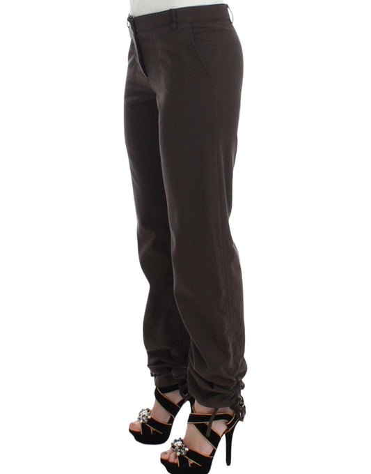 Pantalon habillé en coton marron chic Ermanno Scervino