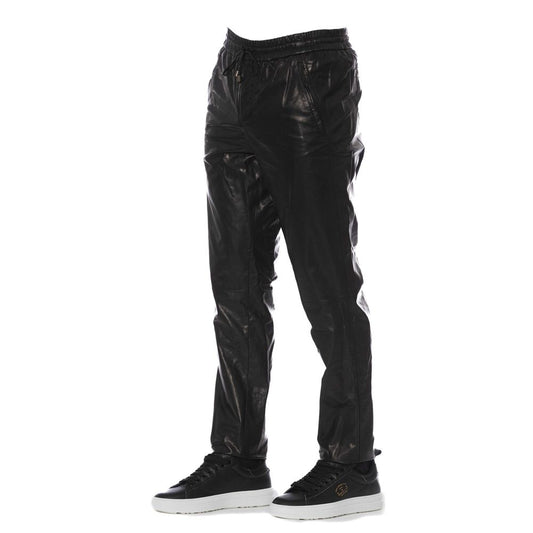 Pantalones Trussardi Sleek de cuero negro para hombre