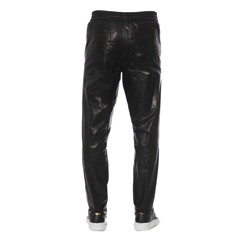 Pantalón Trussardi de piel de cordero negra para hombre