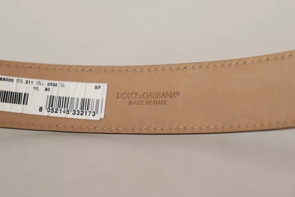 Ceinture Dolce & Gabbana en cuir noir avec boucle gravée du logo en métal doré