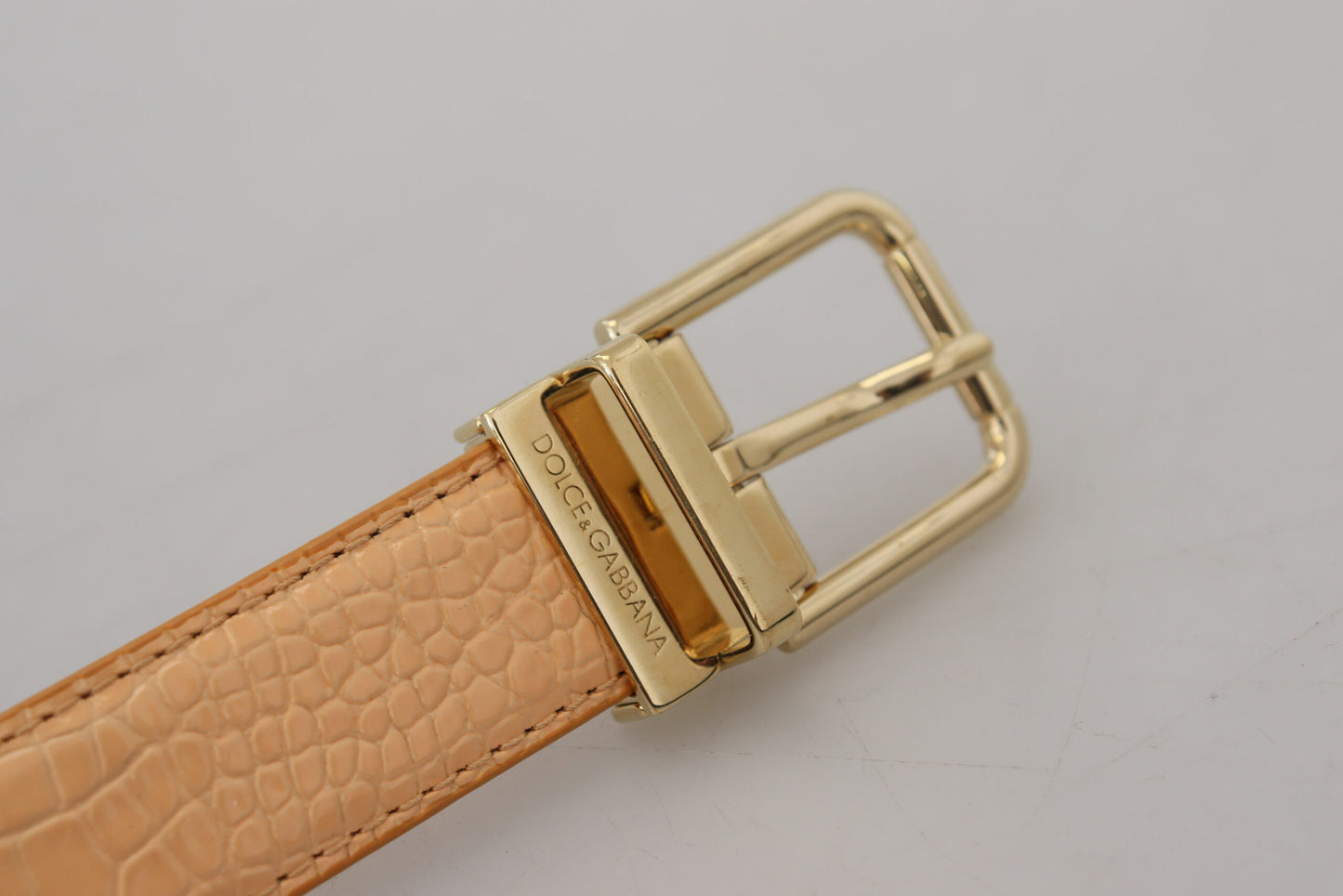 Ceinture Dolce & Gabbana en cuir exotique beige avec boucle en métal doré
