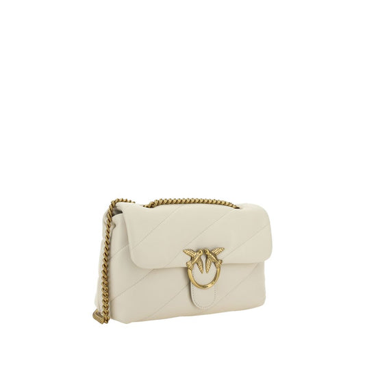 PINKO White Calf Leather Bos Taurus Shoulder Bag