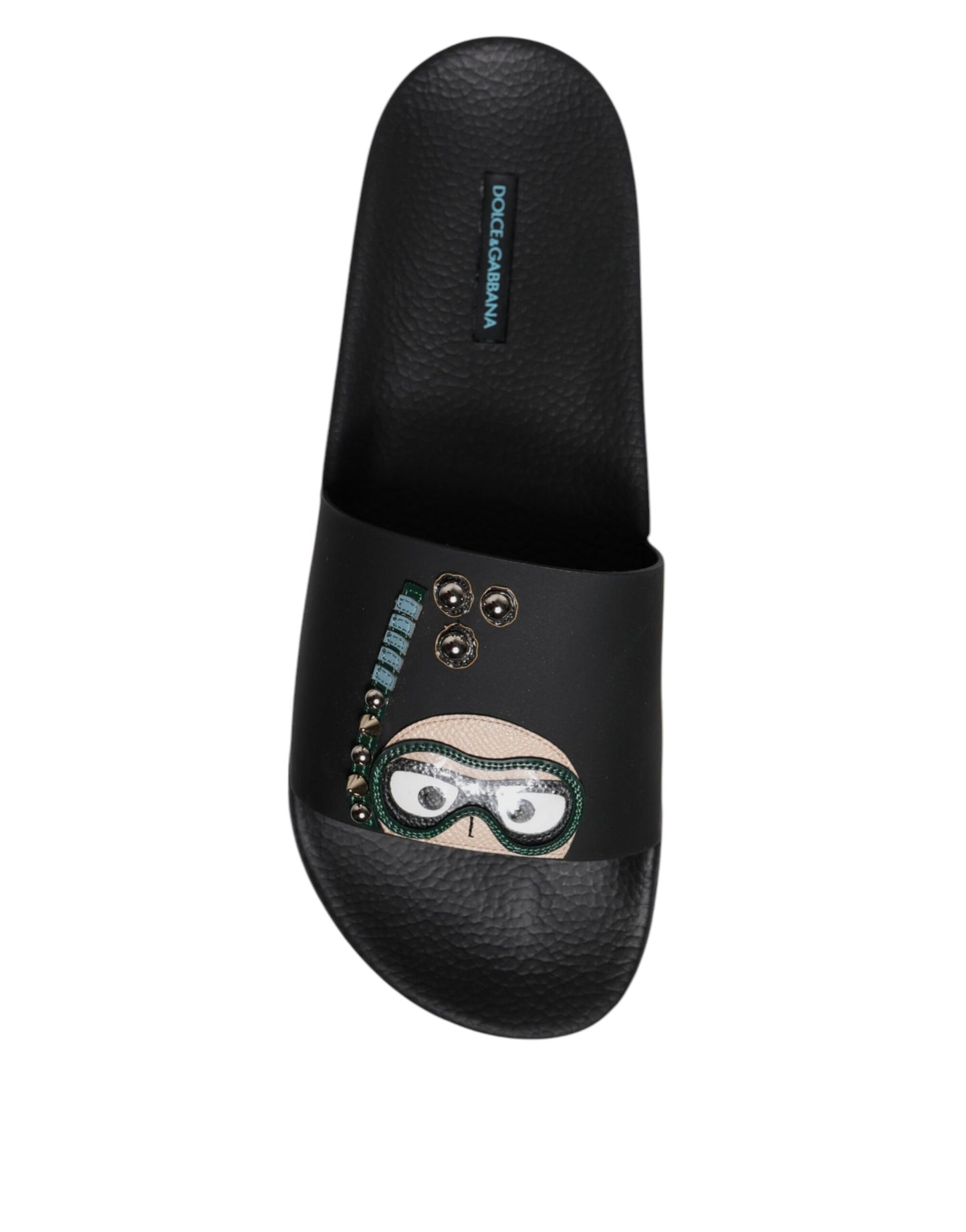 Sandalias planas de cuero Dolce & Gabbana, estilo buzo negro, para playa