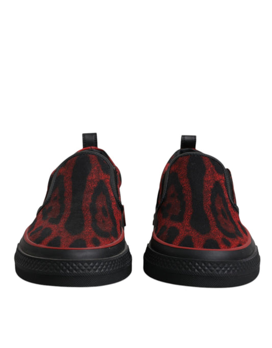 Baskets basses Dolce & Gabbana en coton léopard rouge et noir pour homme