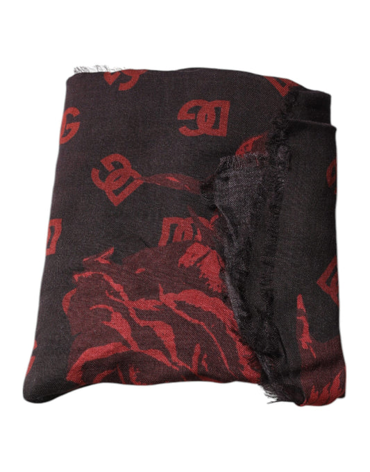 Foulard châle en modal à fleurs noires et rouges Dolce & Gabbana