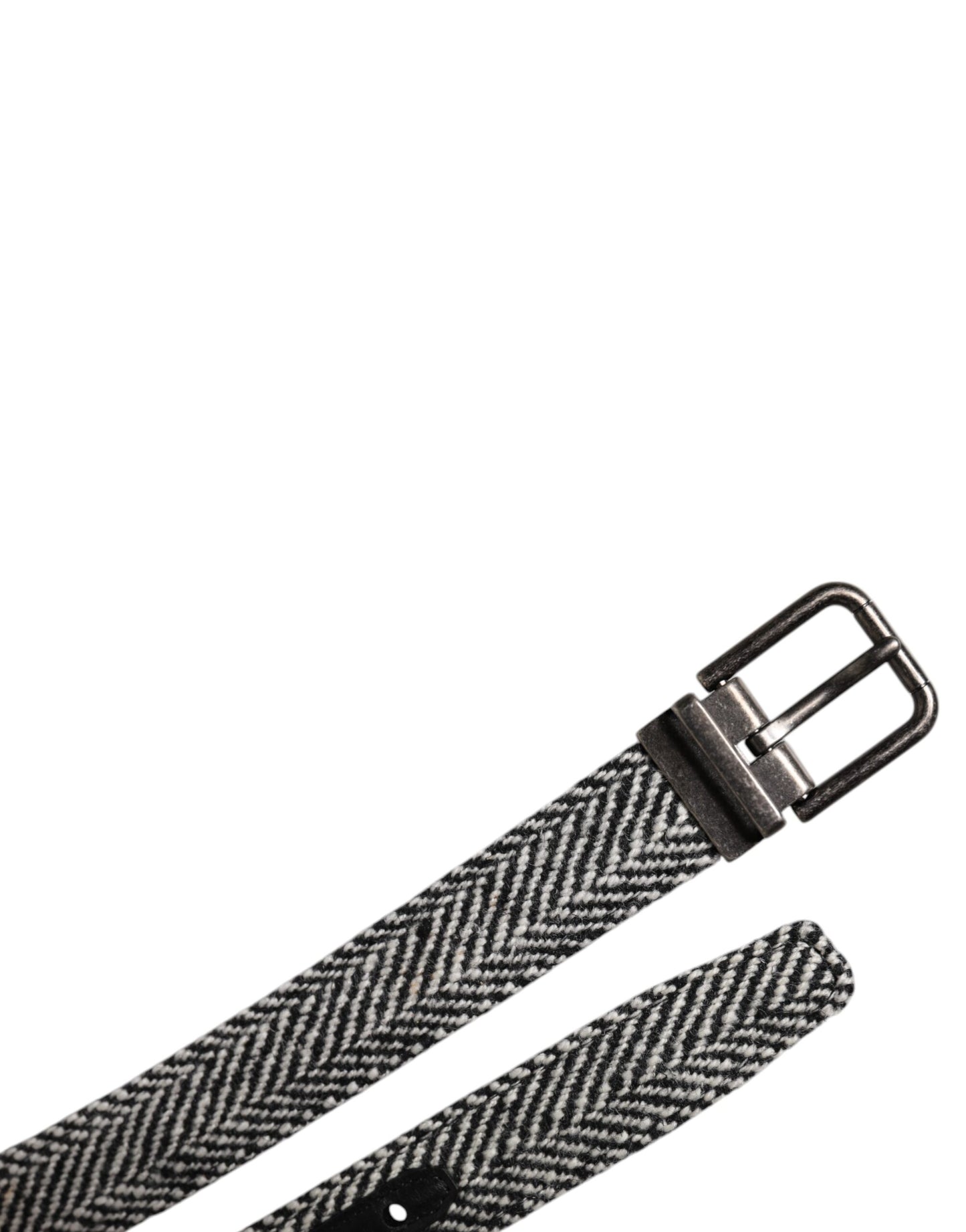 Cinturón con hebilla metálica en tono plateado, blanco y negro de Dolce & Gabbana