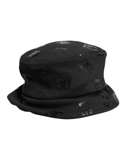 Sombrero de pescador de jacquard de poliéster con monograma DG negro de Dolce & Gabbana