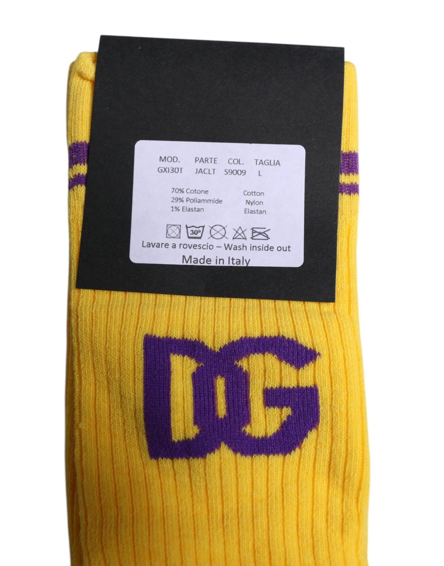 Calcetines de algodón amarillo de media pantorrilla con el logotipo DG de Dolce & Gabbana