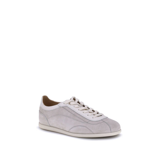 Brunello Cucinelli Gray Calf Leather Bos Taurus Low Top Sneakers