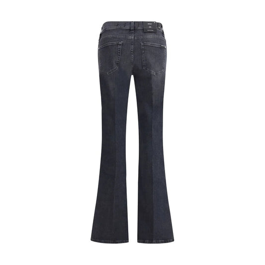 7FOR Black Cotton Bootcut Jeans