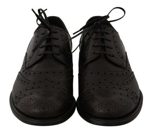 Dolce & Gabbana Black Leather Wingtip Oxford Dress Shoes