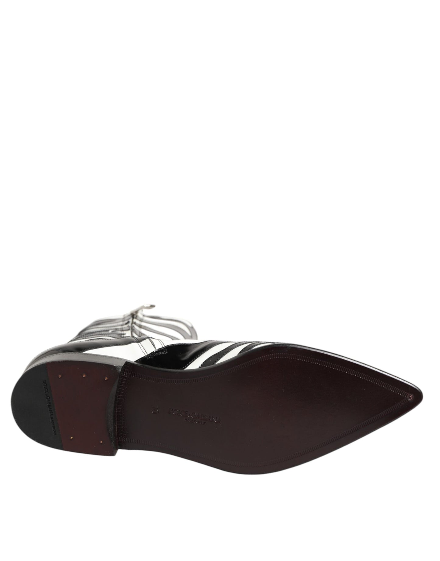 Dolce & Gabbana Black White Zebra Leather Mid Calf Boots Shoes