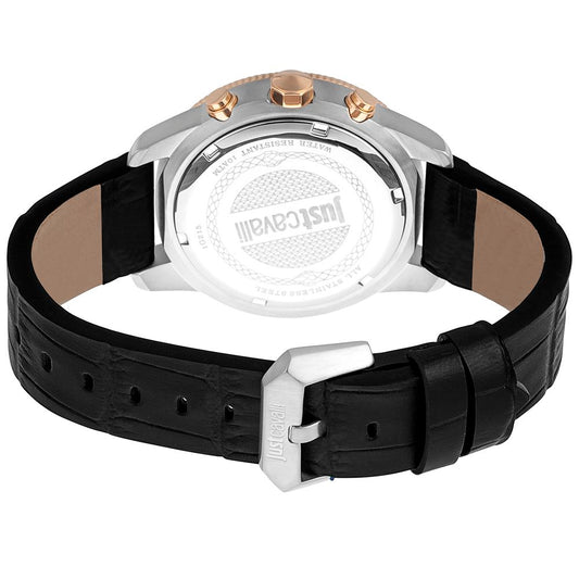 Just Cavalli Black Leather Dress Watch