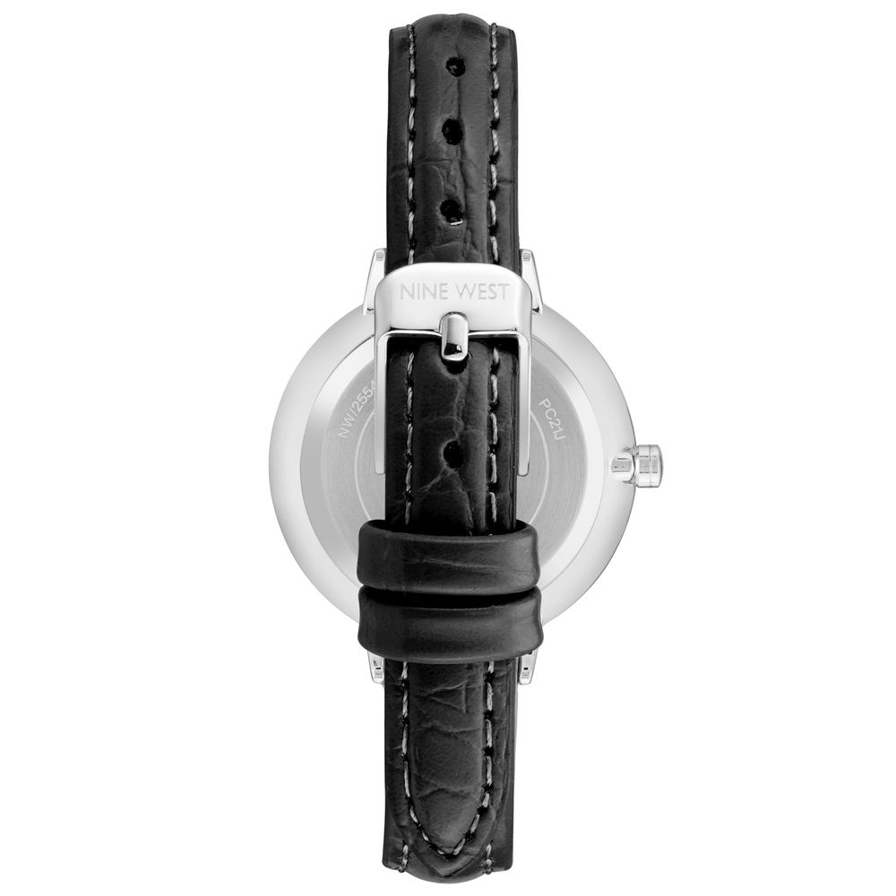 Nine West Black Leather Dress Watch