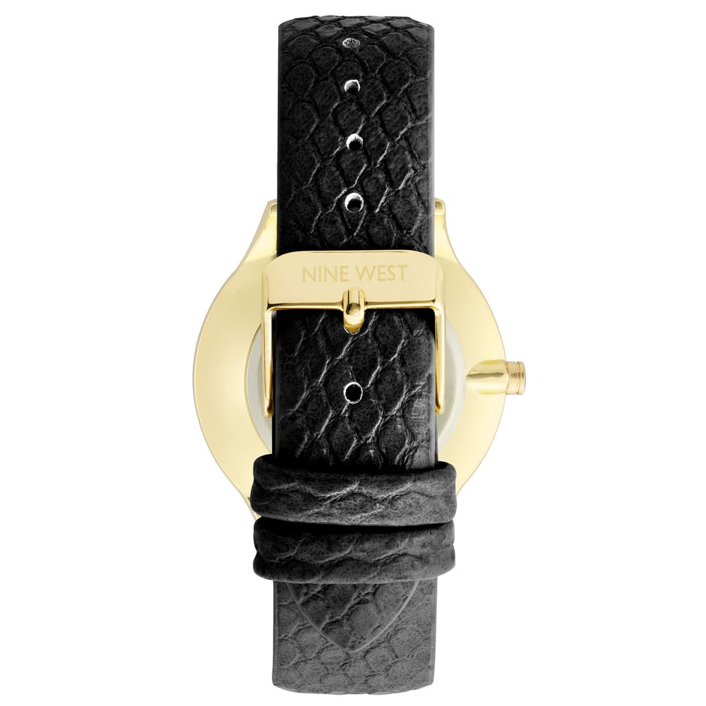 Nine West Black Leather Dress Watch
