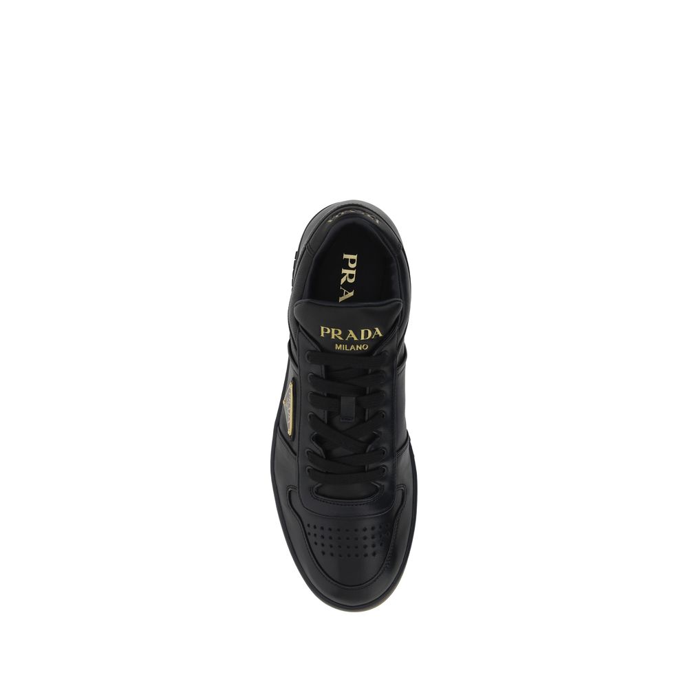 Prada Black Calf Leather Bos Taurus Low Top Sneakers