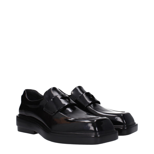 Prada Black Leather Slip-On Loafers