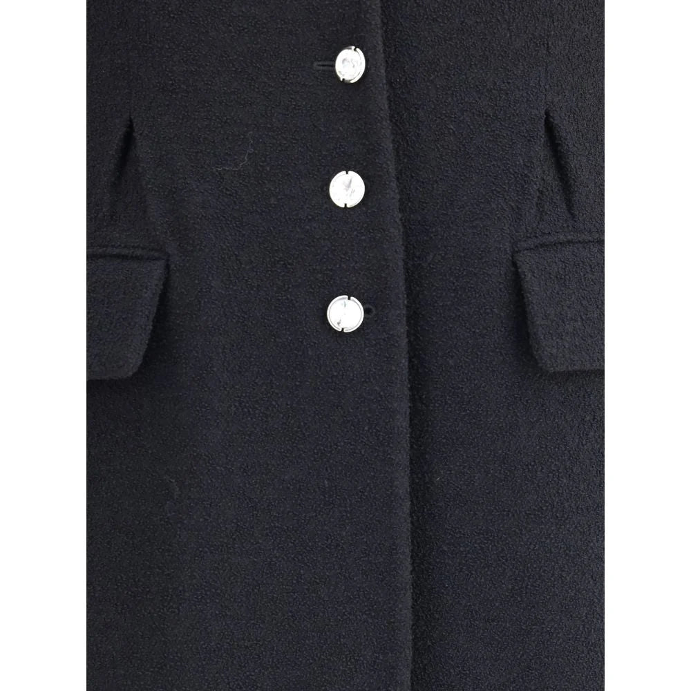 Alessandra Rich Black Fleece Wool Coat