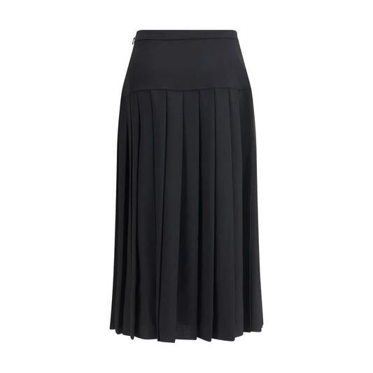 Alessandra Rich Black Fleece Wool Midi Skirt