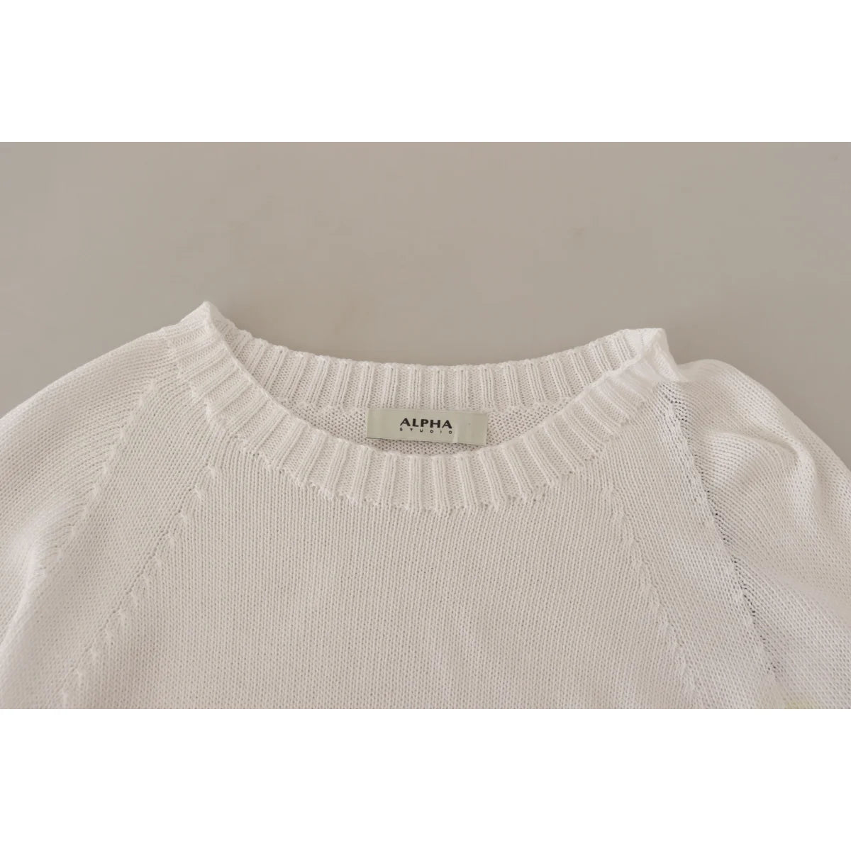 Alpha Studio Pullover White Cotton Long Sleeves Sweater Wardrobe Essential