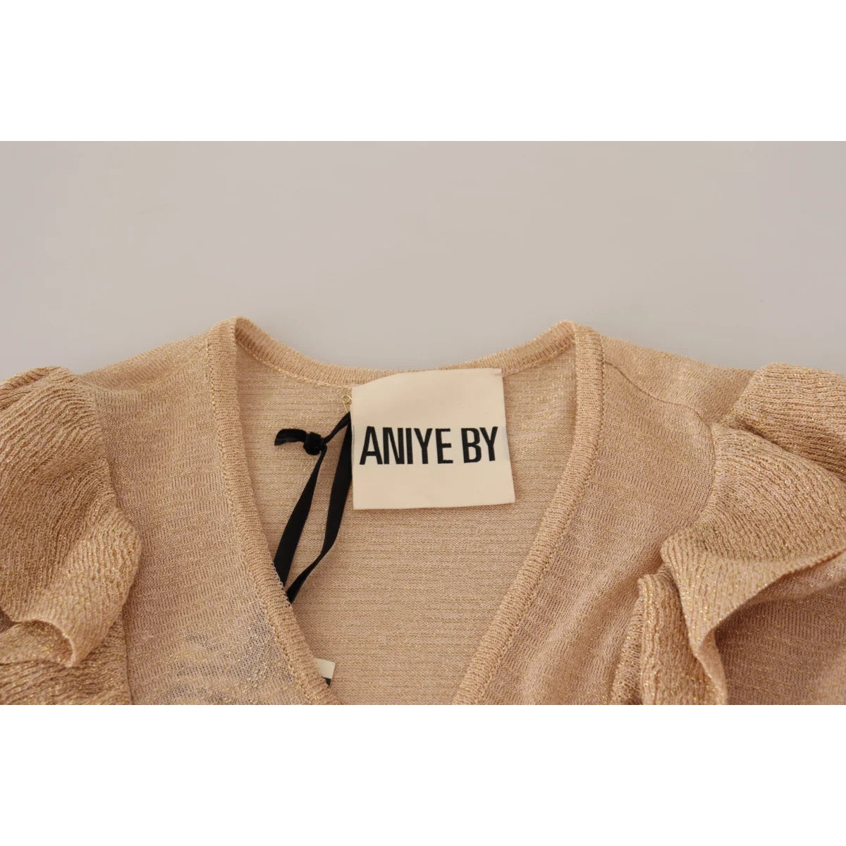 ANIYE BY Chic Beige Cardigan Sweater with Long Sleeves and Logo Glam Aniye