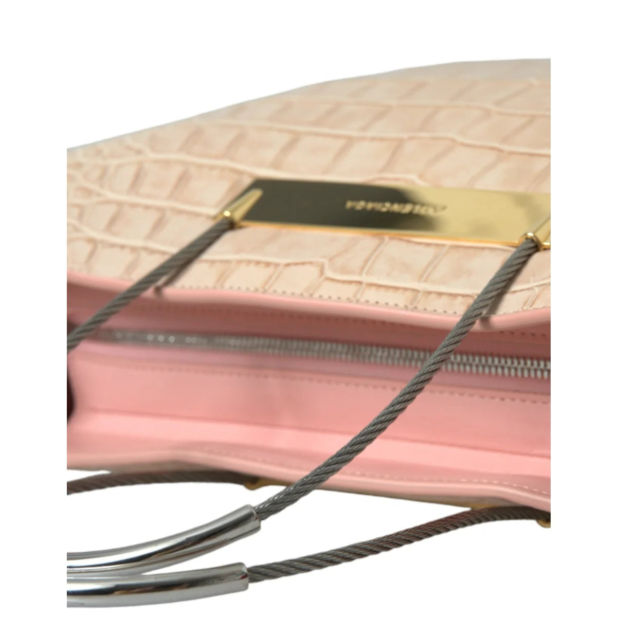 Balenciaga Pink Alligator Shopper Tote with Zipper Closure