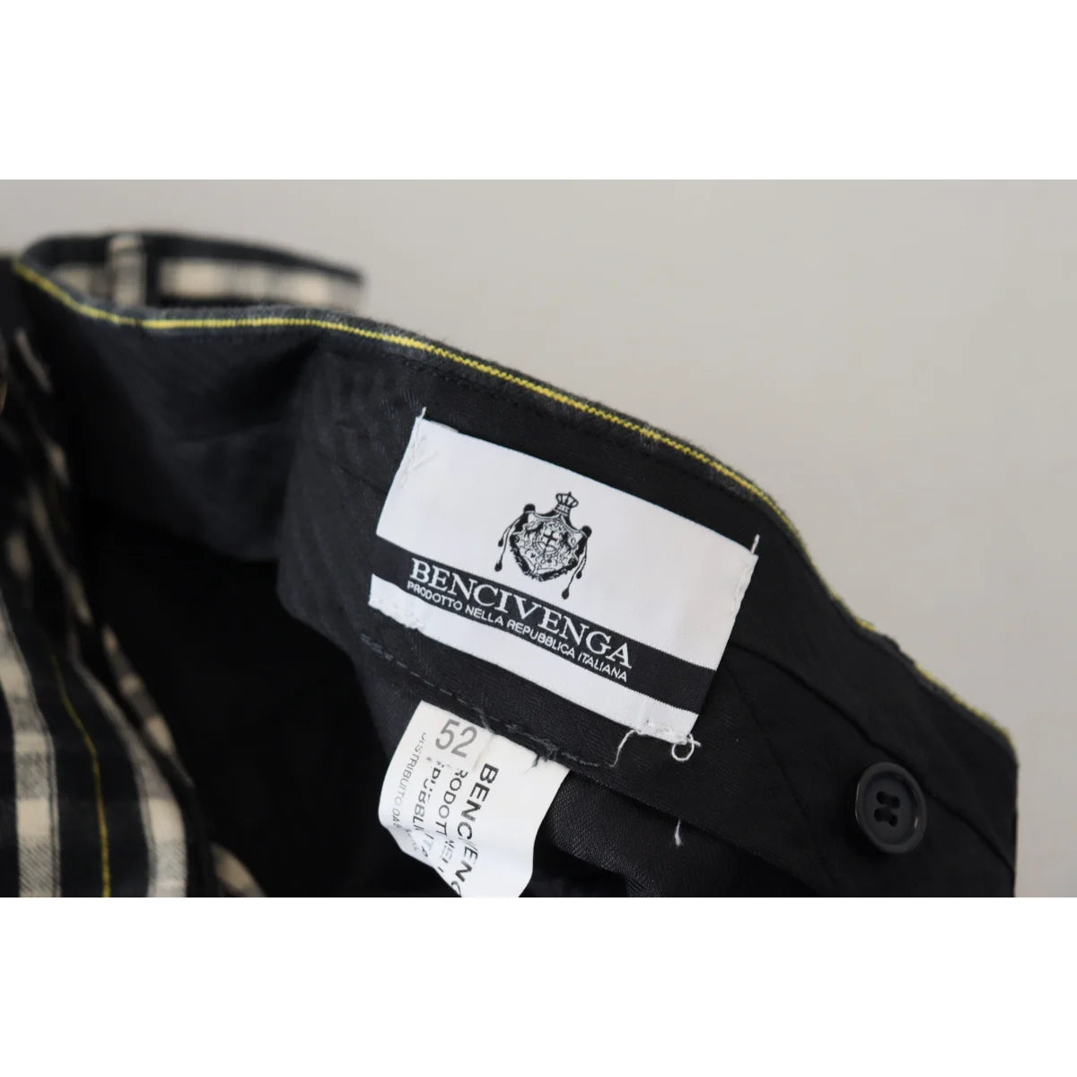 BENCIVENGA Black Checkered Cotton Casual Pants