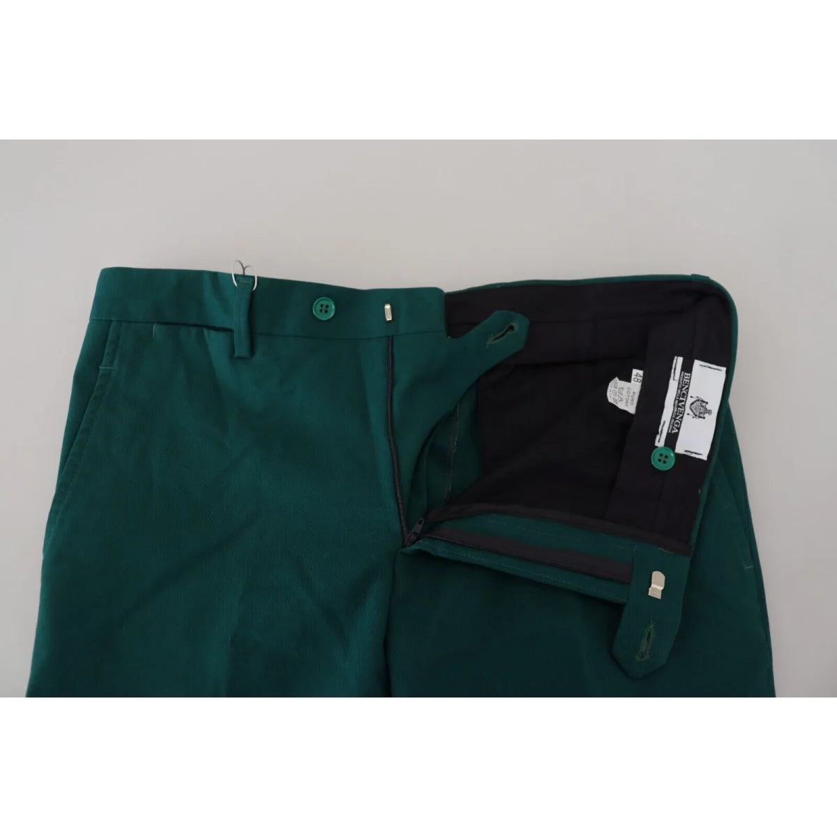 BENCIVENGA Green Straight Fit Men Formal Trousers Pants