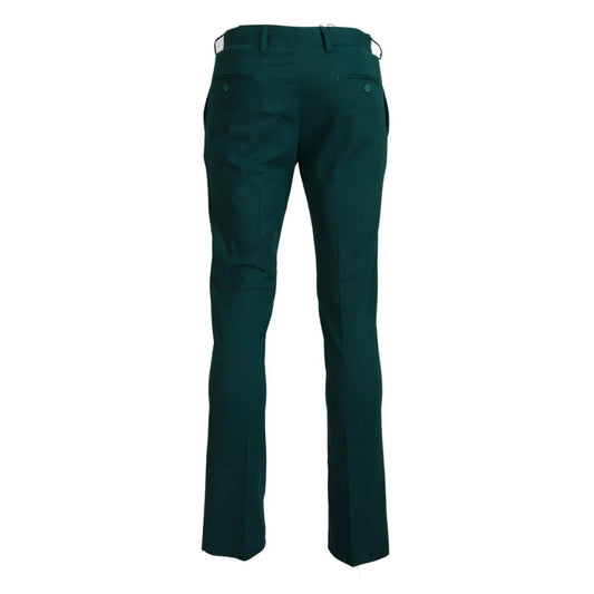 BENCIVENGA Green Straight Fit Men Formal Trousers Pants