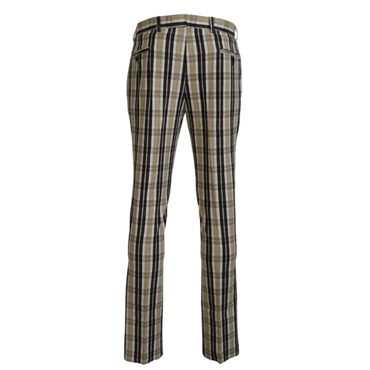 BENCIVENGA Multicolor Checkered Cotton Straight Fit Men Pants