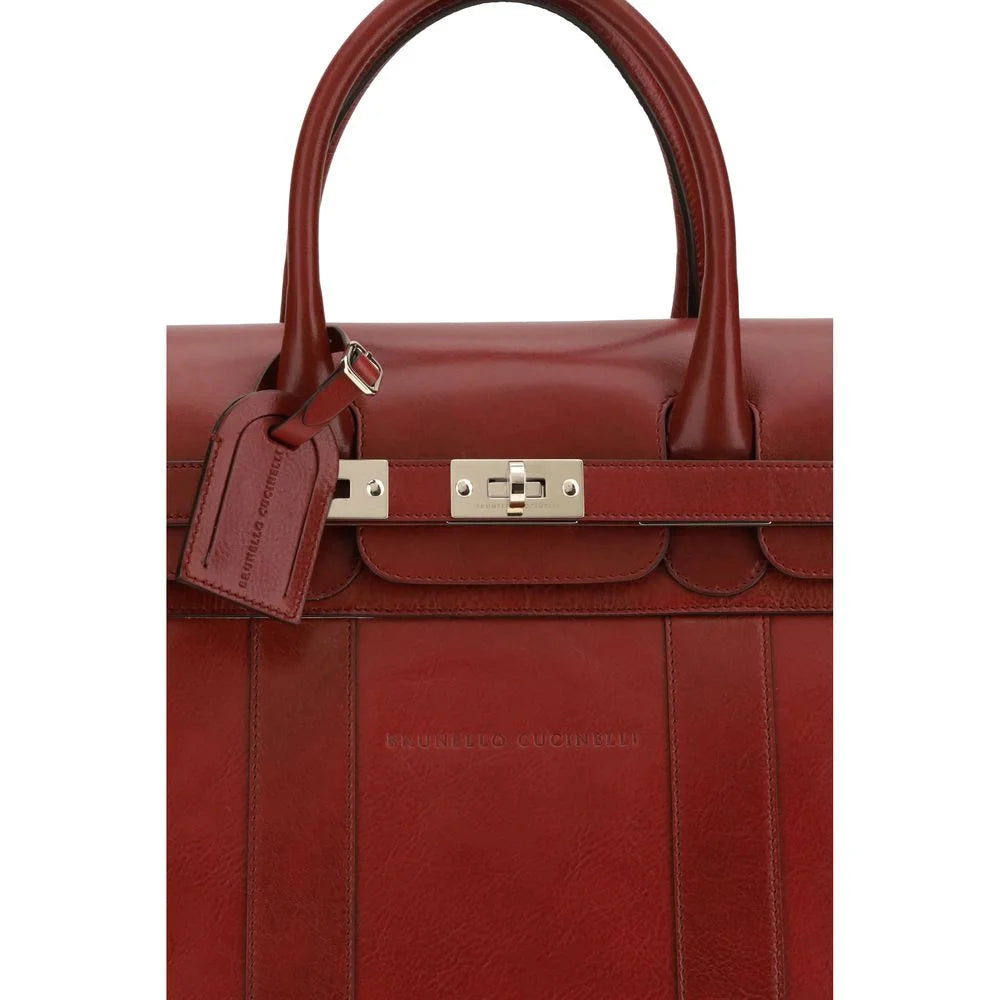 Brunello Cucinelli Bordeaux Calf Leather Bos Taurus Luggage And Travel