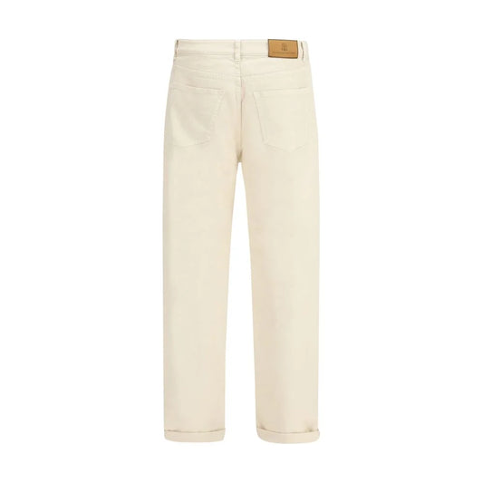 Brunello Cucinelli White Cotton High-Waisted Jean