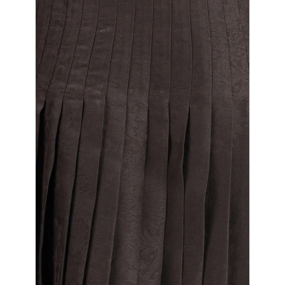 Burberry Brown Silk Midi Skirt