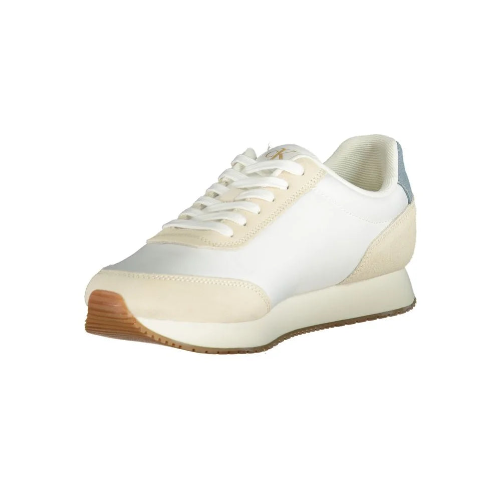 Calvin Klein Sneakers White with Bold Blue and Beige Fashion Detailing