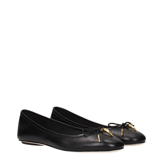 Chloé Black Leather Ballet Flats MPN CHC25S08HQN001 with Front Detail