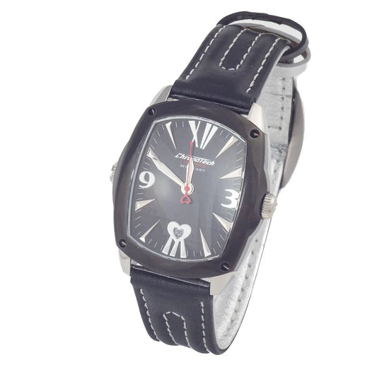 Chronotech Black Leather Dress Watch
