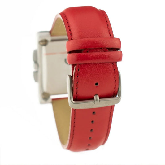Chronotech Red Leather Dress Watch with Silver Steel Case 38MM